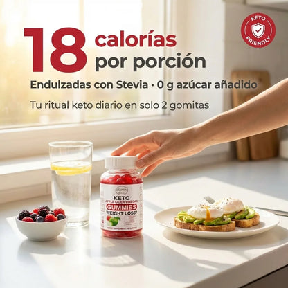 Gomitas Keto Adelgazantes Detox de Vinagre de Sidra de Manzana con la Madre Sin gluten, Veganas 30 Servicios
