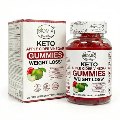 Keto Slimming Gummies Apple Cider Vinegar Detox with the Mother Gluten-Free, Vegan 30 Servings