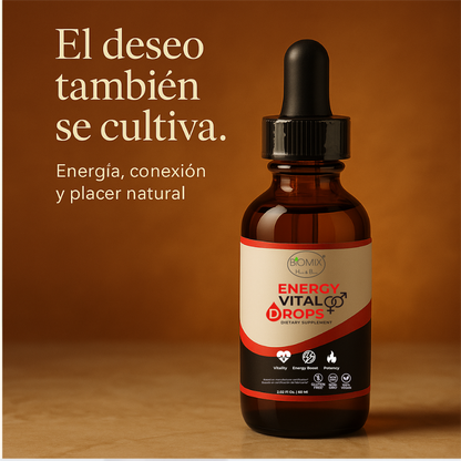 Gotas Energy Vital para Energía, Potencia sexual, Vitalidad 100% Veganas y Naturales, Sin azúcar Añadida, Energía Total, Deseo Intensificado y Bienestar Hormonal en Fórmula Líquida Premium,