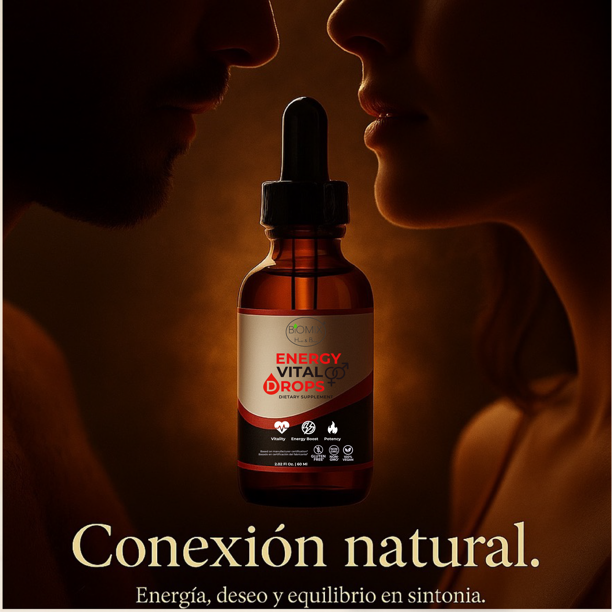 Gotas Energy Vital para Energía, Potencia sexual, Vitalidad 100% Veganas y Naturales, Sin azúcar Añadida, Energía Total, Deseo Intensificado y Bienestar Hormonal en Fórmula Líquida Premium,