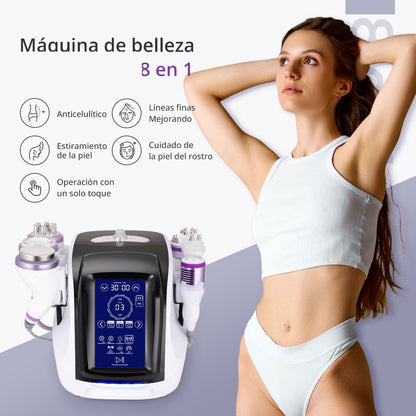 Multifuncional Estética Profesional 8 en 1 con  Cavitación Avanzada 2.5 de 40K, Radiofrecuencia RF, Vacío con LED, Lifting Facial y Corporal
