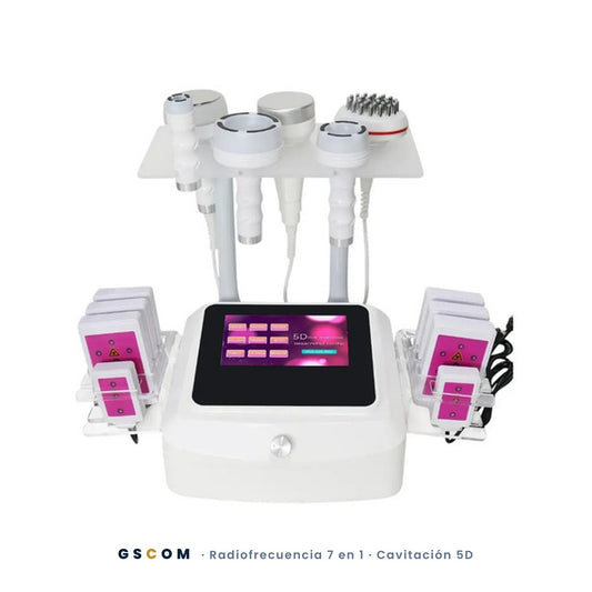 Equipo 7 en 1 Radiofrecuencia y Cavitación 5D 120K con Lipoláser Profesional — Facial y Corporal | GSCOM