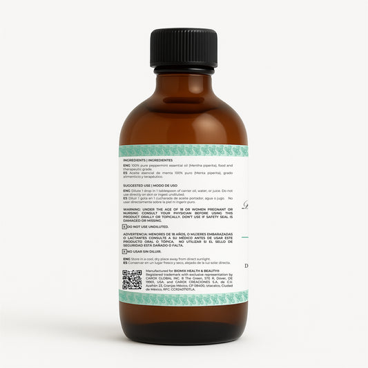 Aceite Esencial  100% Puro de Menta – Grado Alimenticio y Terapéutico 4 FL OZ / 120 ml