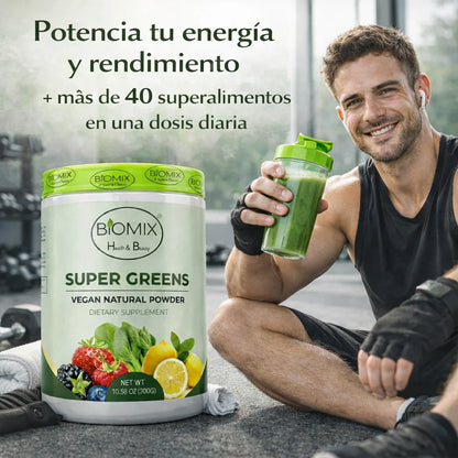 Super Greens Superfood Powder with Probiotics, Antioxidants, Fiber, and Enzymes for Making Sugar-Free and Gluten-Free Shakes (60 Servings)