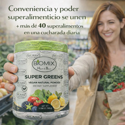 Super Greens Superfood Powder with Probiotics, Antioxidants, Fiber, and Enzymes for Making Sugar-Free and Gluten-Free Shakes (60 Servings)