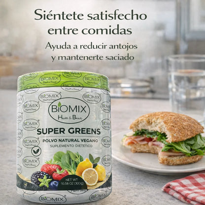 Super Greens Superfood Powder with Probiotics, Antioxidants, Fiber, and Enzymes for Making Sugar-Free and Gluten-Free Shakes (60 Servings)