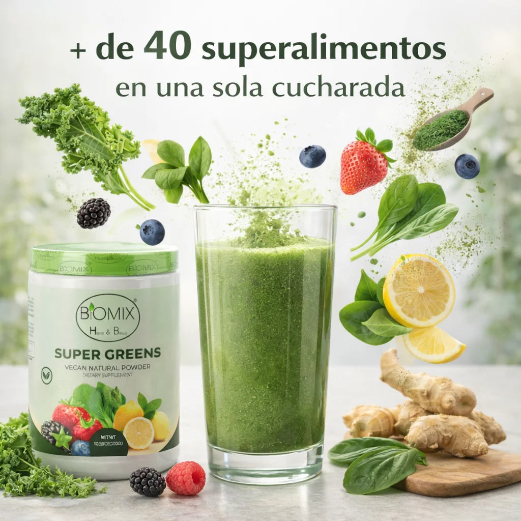 Super Greens Superfood Powder with Probiotics, Antioxidants, Fiber, and Enzymes for Making Sugar-Free and Gluten-Free Shakes (60 Servings)