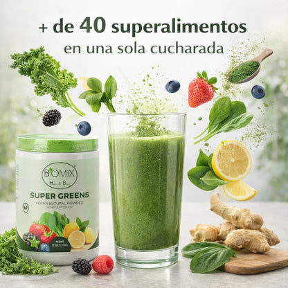 Super Greens Superfood Powder with Probiotics, Antioxidants, Fiber, and Enzymes for Making Sugar-Free and Gluten-Free Shakes (60 Servings)