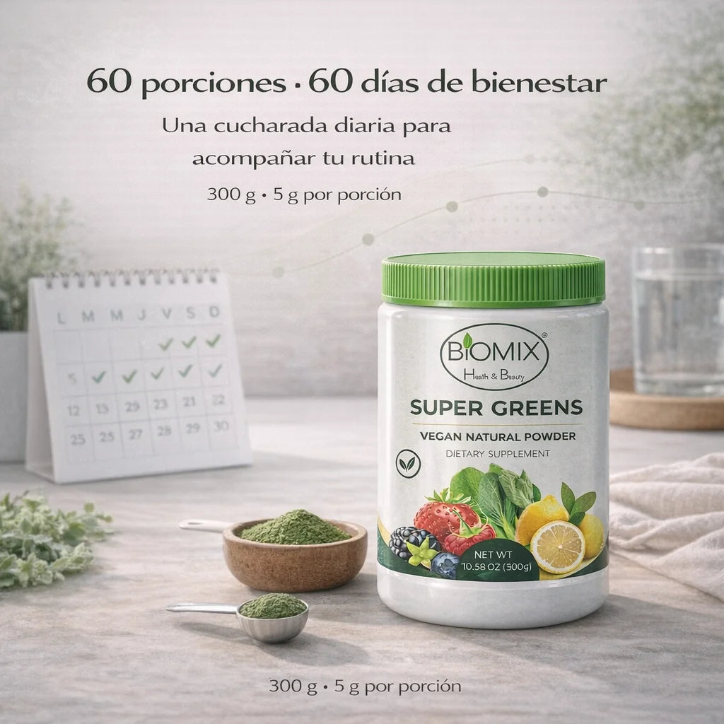 Super Greens Superfood Powder with Probiotics, Antioxidants, Fiber, and Enzymes for Making Sugar-Free and Gluten-Free Shakes (60 Servings)