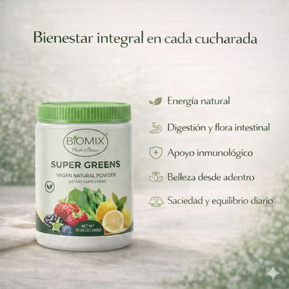 Super Greens Superfood Powder with Probiotics, Antioxidants, Fiber, and Enzymes for Making Sugar-Free and Gluten-Free Shakes (60 Servings)