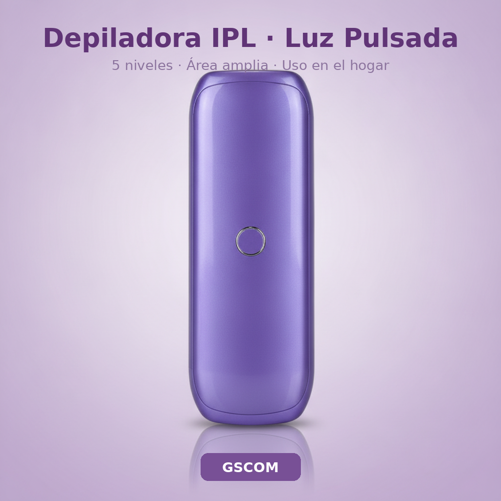 Depiladora IPL Luz Pulsada 5 Niveles - Rostro y Cuerpo - Morada - GSCOM