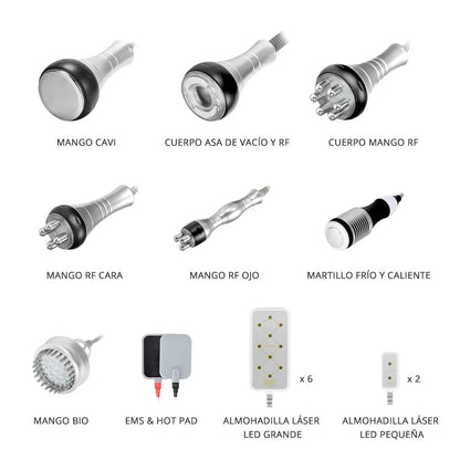 Radiofrecuencia Pro 10 Funciones En 1, Cavitación 40k, Vacuum, Lipoláser, Ems, Frío/calor, Bio Led, Microcoriente