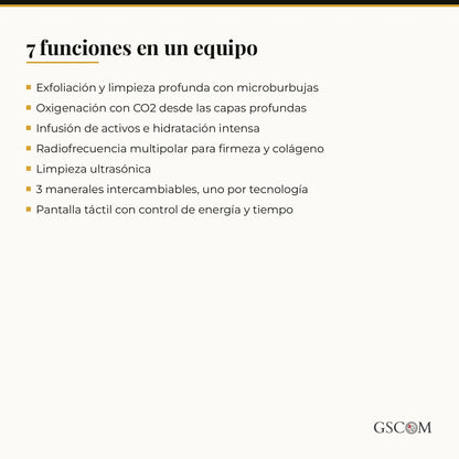 Oxigen Facial 3 en 1 — Oxígeno CO2, Radiofrecuencia Multipolar y Ultrasonido