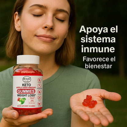 Gomitas Keto Adelgazantes Detox de Vinagre de Sidra de Manzana con la Madre Sin gluten, Veganas 30 Servicios