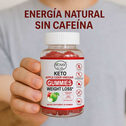 Gomitas Keto Adelgazantes Detox de Vinagre de Sidra de Manzana con la Madre Sin gluten, Veganas 30 Servicios
