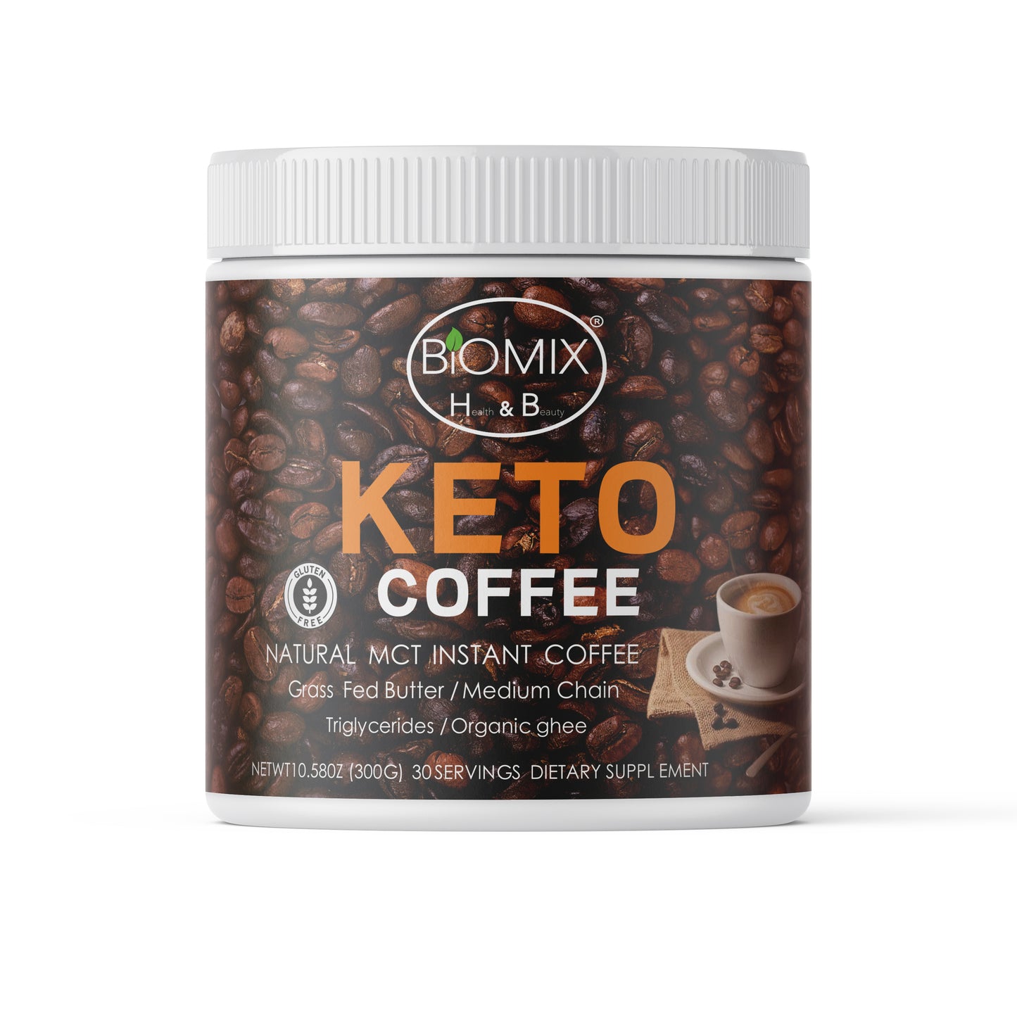 Café Keto Termogénico con MCT, Chaga, Shiitake, Reishi Sin Gluten, Vegano 30 Servicios