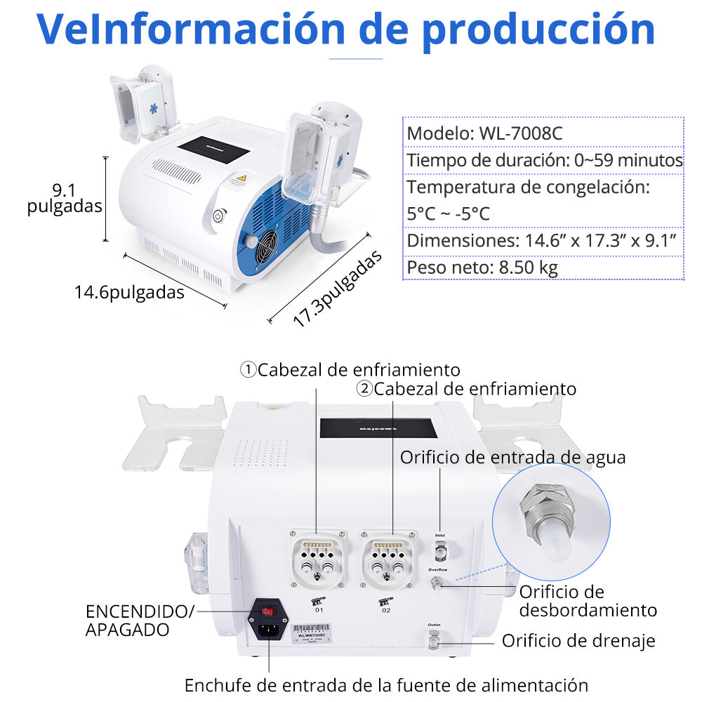 Criolipólisis Profesional 2 Cabezales – Reducción de Grasa, Modelado y Definición Corporal