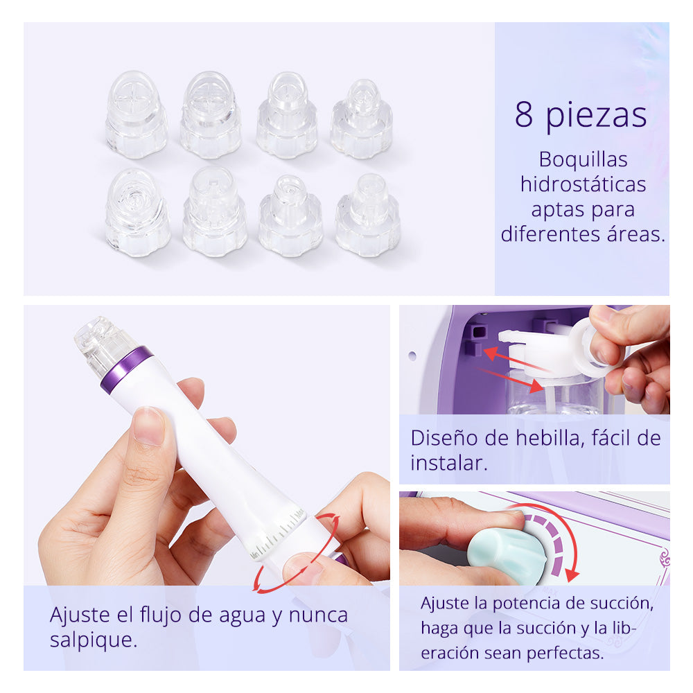 Equipo Profesional de Limpieza Facial 6 en 1  Hydrodermoabrasión, Peeling Ultrasónico, Martillo Frío-Calor, BIO, Spray Atomizador y Radiofrecuencia Facial Reafirmante