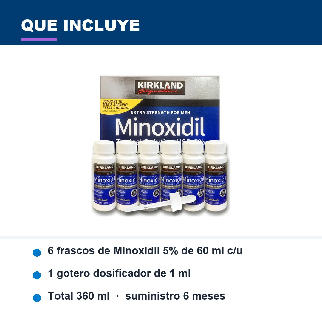 Minoxidil Kirkland Signature 5% Original - Pack 6 Piezas 60ml (6 Meses)