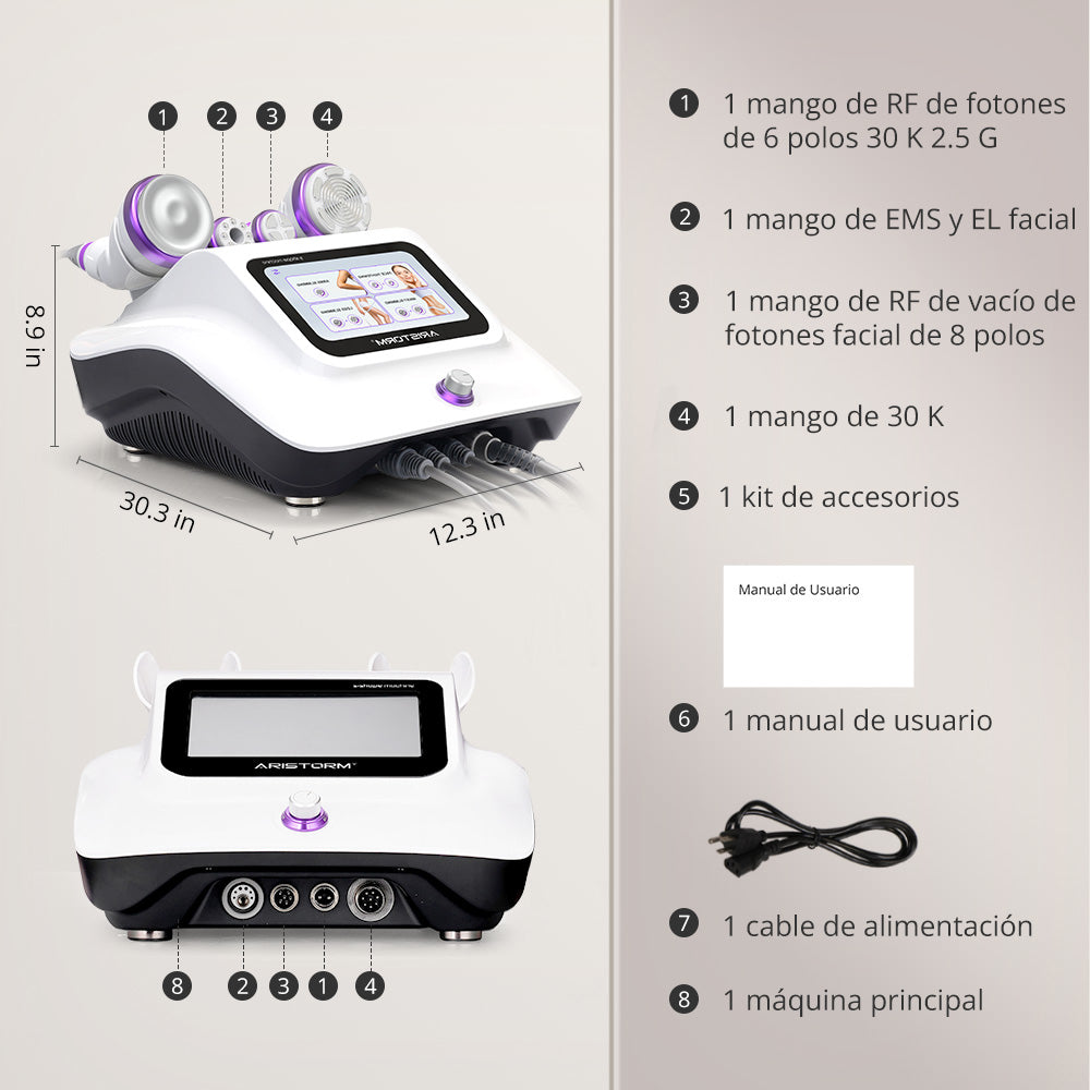 Radiofrecuencia 4 en 1 Cavitación 30K Ultra Pro, Vacuum, EMS y Electroporador Facial-Corporal