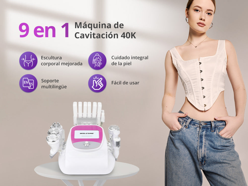 Multifunctional Radiofrequency Pro 9 in 1 Cavitation 40K, Cold/Hot RF, BIO+LED, Vacuum, Lipo Laser, Facial and Body Lifting