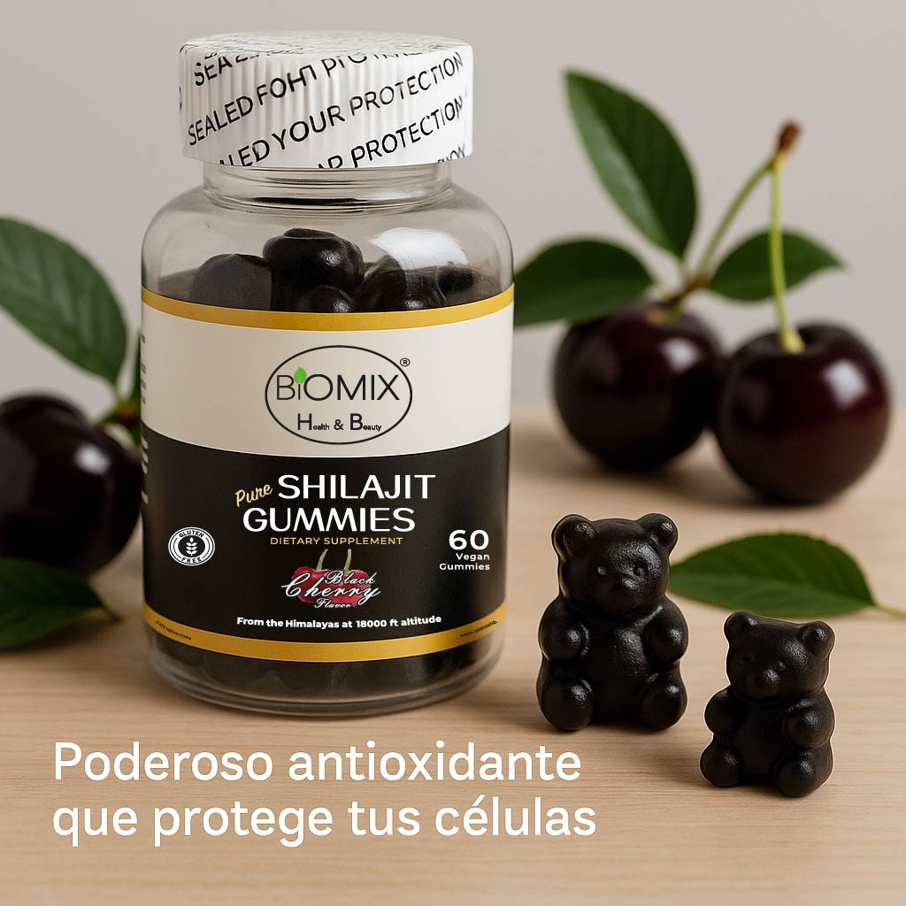 Gomitas de Shilajit Puro del Himalaya Premium a 18000 Pies de Altitud,  Veganas, Sin Gluten, Sin azúcares añadidas 30 Servicios