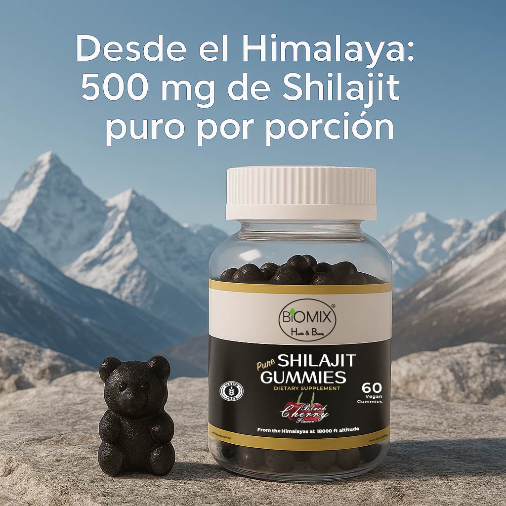 Gomitas de Shilajit Puro del Himalaya Premium a 18000 Pies de Altitud,  Veganas, Sin Gluten, Sin azúcares añadidas 30 Servicios