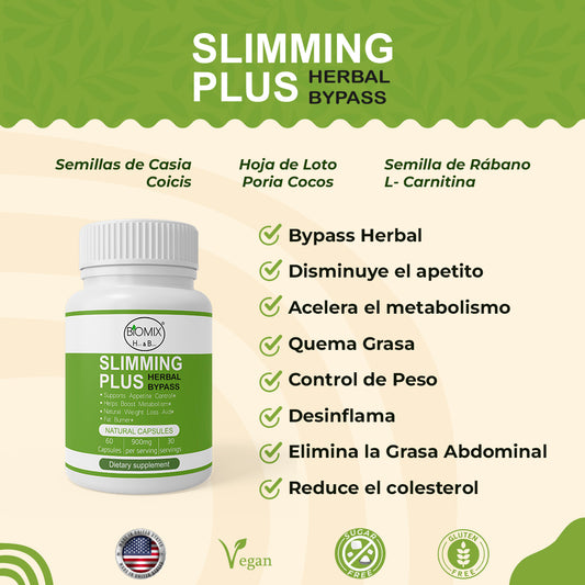 Herbal Bypass Cápsulas Slimming Plus Adelgazantes Naturales 30 Servicios