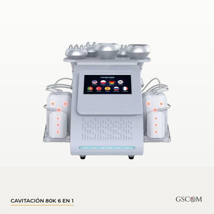 Cavitación 80K 6 en 1 Profesional — RF 3, 4 y 6 Polos, Vacumterapia y Lipoláser