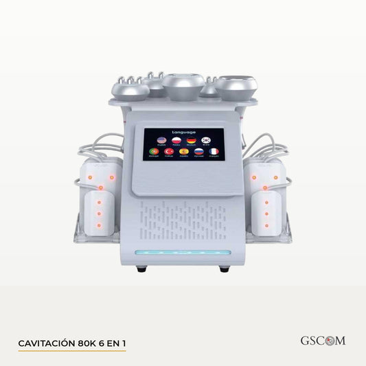 Cavitación 80K 6 en 1 Profesional — RF 3, 4 y 6 Polos, Vacumterapia y Lipoláser