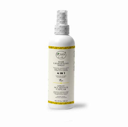 Spray Aclarante  Vegano para Cabello con Manzanilla, Limón, Argán, Q1O, Ceramida, Colágeno vegetal 240 Ml