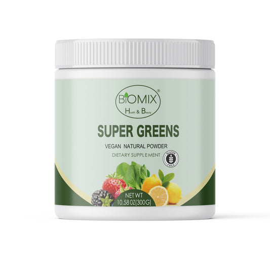 Super Greens Polvo Superfoods con Probióticos, Antioxidantes, Fibras y Enzimas para preparar malteadas sin Azúcares ni Gluten 60 Servicios