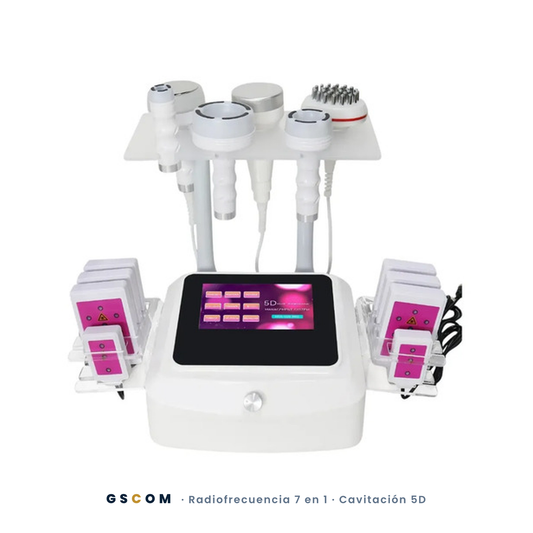 Equipo 7 en 1 Radiofrecuencia y Cavitación 5D 120K con Lipoláser Profesional — Facial y Corporal | GSCOM