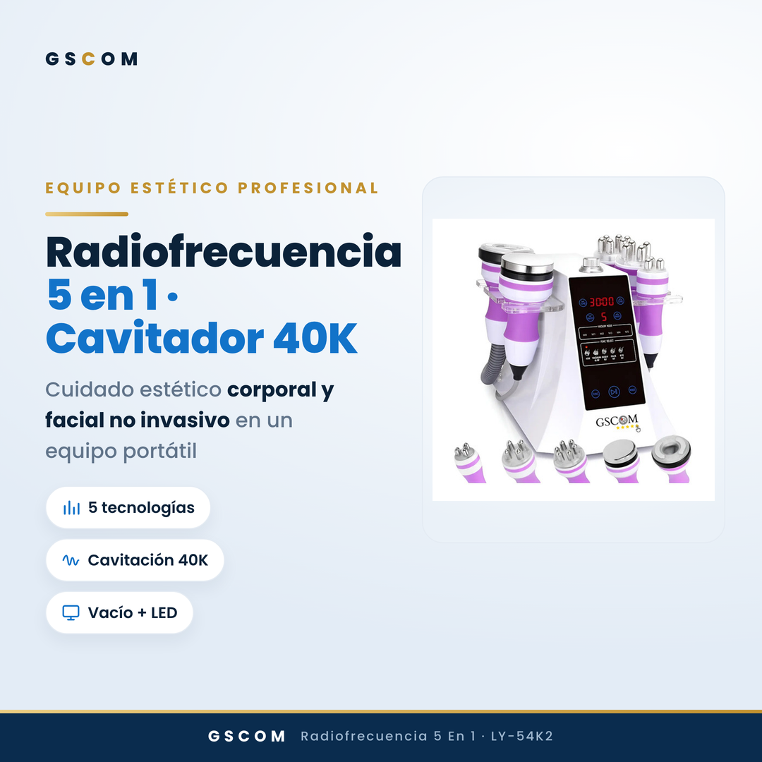 5-in-1 Portable Multifunction with 40K Cavitation 2.5, Facial and Body Radiofrequency, Vacuum RF, LED and Suction Therapy for Home or Cabin SPA