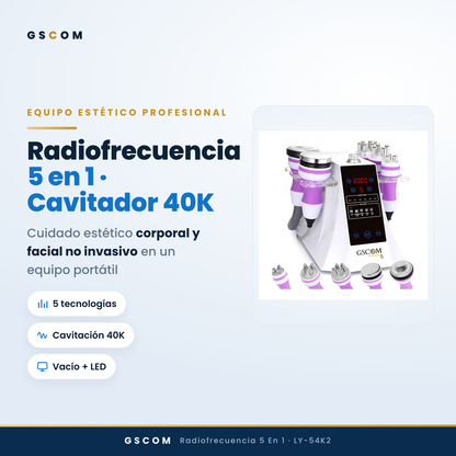 5-in-1 Portable Multifunction with 40K Cavitation 2.5, Facial and Body Radiofrequency, Vacuum RF, LED and Suction Therapy for Home or Cabin SPA
