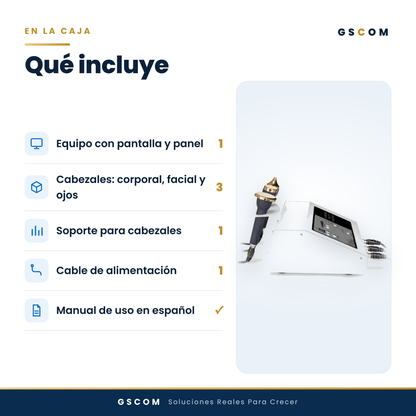 Ultrasonido Facial Profesional 1 MHz Cosmético 3 Cabezales — Rostro y Cuerpo | GSCOM