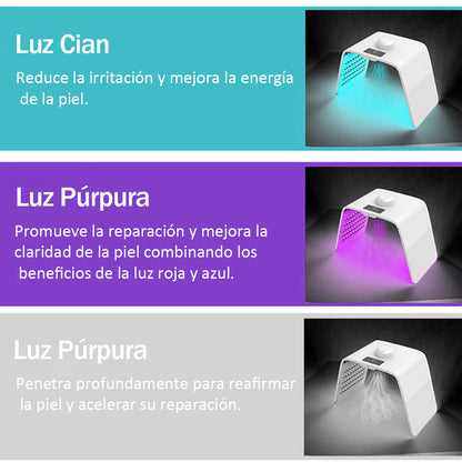 Máquina LED Fototerapia 7 Colores + Nano Spray  Rejuvenecimiento Facial, Antiarrugas, Hidratación Profesional SPA, Aparatología, Cosmetología