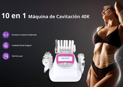 Equipo Estético 10 en 1: Radiofrecuencia Facial y Corporal, Cavitación 40K, Lipo Láser, Vacum RF, EMS, Martillo Frío/Calor, BIO y LED