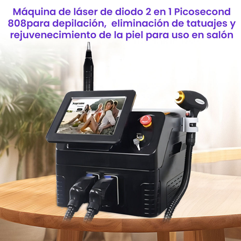 Professional 2-in-1 Equipment for Permanent Hair Removal, Whitening, Facial Rejuvenation, Tattoo Removal, Spots, Moles and Acne