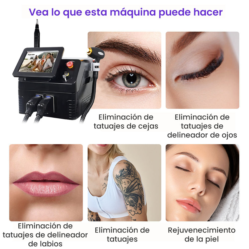 Professional 2-in-1 Equipment for Permanent Hair Removal, Whitening, Facial Rejuvenation, Tattoo Removal, Spots, Moles and Acne