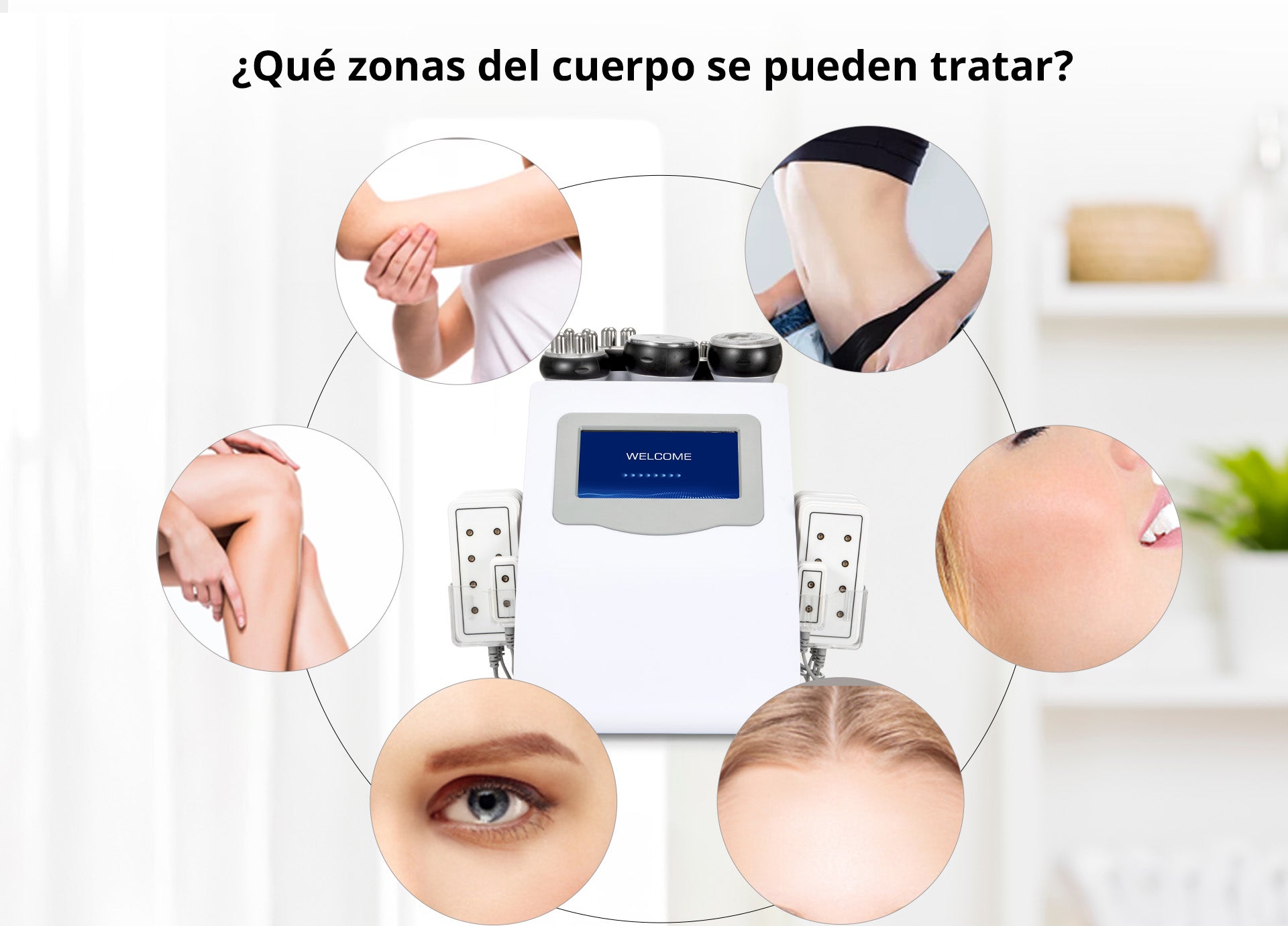 Equipo Estético Profesional 6 en 1 con Cavitación 80K, Vacuum RF, LipoLáser 635 nm, RF Facial y Corporal, Ojos RF