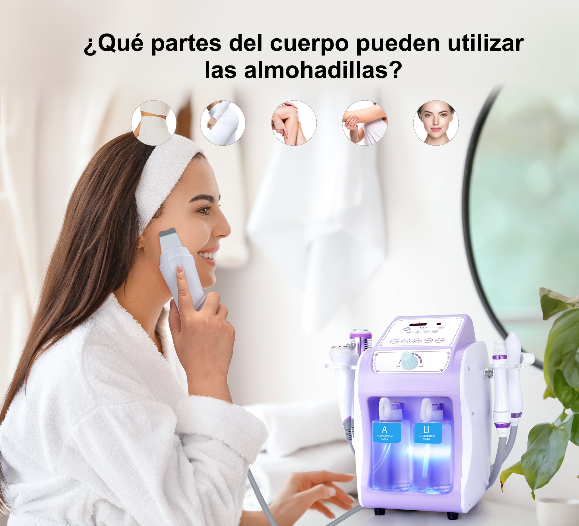 Equipo Profesional de Limpieza Facial 6 en 1  Hydrodermoabrasión, Peeling Ultrasónico, Martillo Frío-Calor, BIO, Spray Atomizador y Radiofrecuencia Facial Reafirmante
