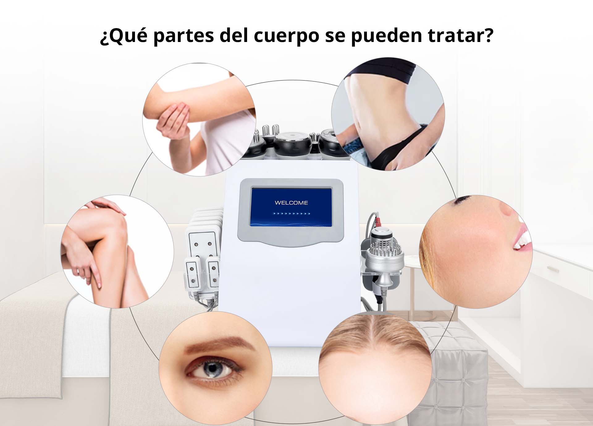 Equipo Estético Profesional de Radiofrecuencia 9 en 1 con Cavitación 80K, Vacum, Lipo Láser, RF Corporal y Facial, EMS LED, Martillo Frío/Calor, BIO y Ojos
