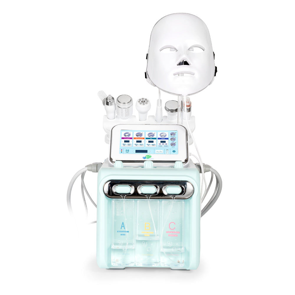 Máquina Hidrofacial 7 en 1  Limpieza Profunda, Microdermoabrasión, Radiofrecuencia, Ultrasonido, Pulverizador, Terapia Fría, Máscara LED – Profesional para Spa y Estética