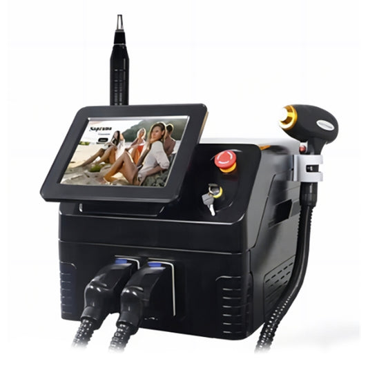 Professional 2-in-1 Equipment for Permanent Hair Removal, Whitening, Facial Rejuvenation, Tattoo Removal, Spots, Moles and Acne