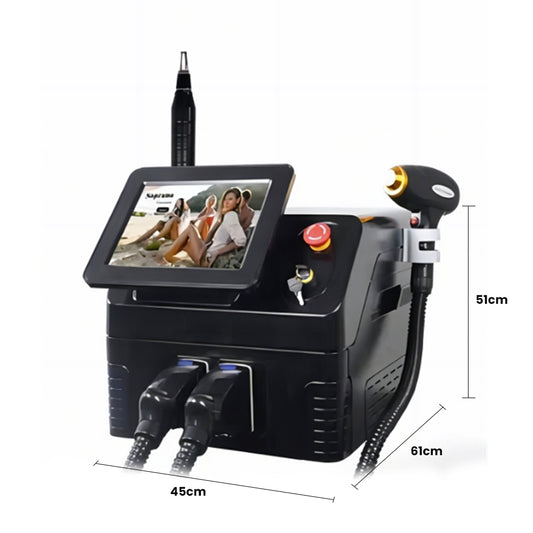 Professional 2-in-1 Equipment for Permanent Hair Removal, Whitening, Facial Rejuvenation, Tattoo Removal, Spots, Moles and Acne