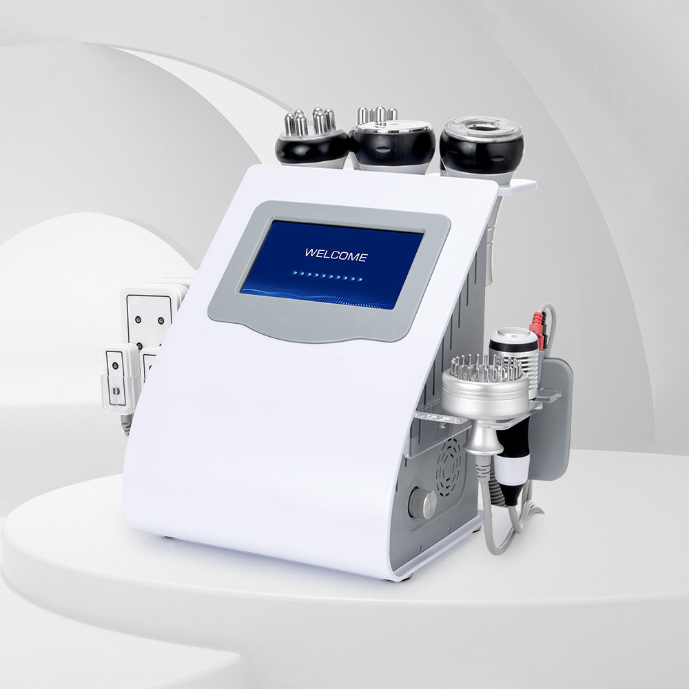 Equipo Estético Profesional de Radiofrecuencia 9 en 1 con Cavitación 80K, Vacum, Lipo Láser, RF Corporal y Facial, EMS LED, Martillo Frío/Calor, BIO y Ojos