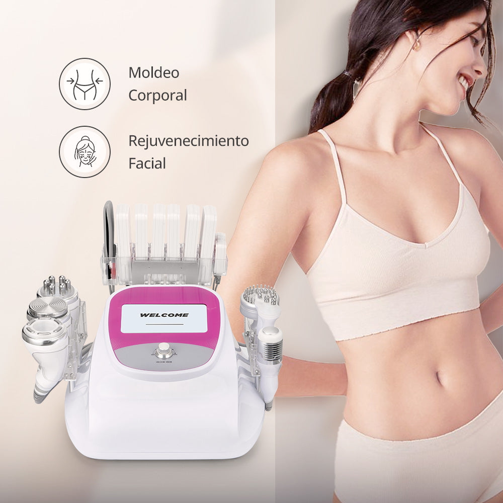 Equipo Estético 10 en 1: Radiofrecuencia Facial y Corporal, Cavitación 40K, Lipo Láser, Vacum RF, EMS, Martillo Frío/Calor, BIO y LED